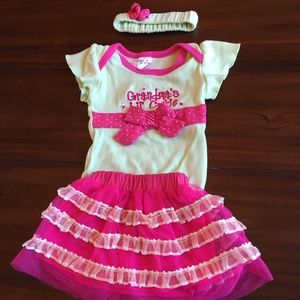 Little Spring Grandma’s Little Cutie Green and Pink Outfit